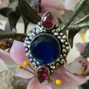 Vintage 925 natural sapphire and rugby ring